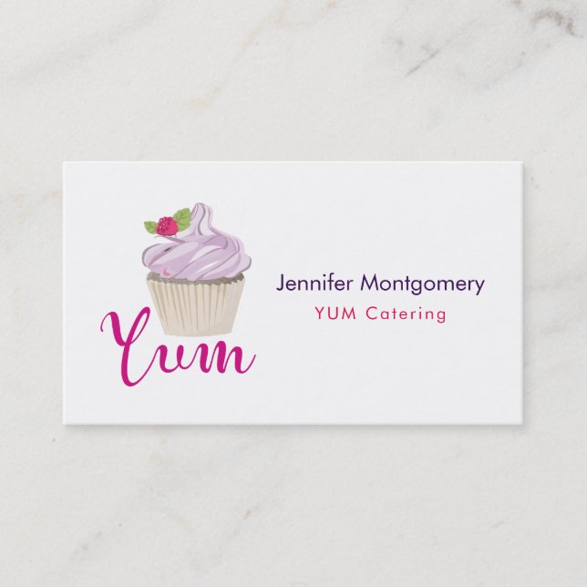 Pink Frosted Cupcake Yum! Business Card (Front)