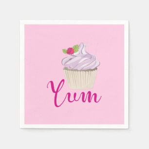 Pink Frosted Cupcake Yum! Paper Napkins