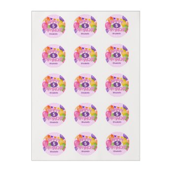 Pink Frosted Cutouts Happy Birthday W Balloons Edible Frosting Rounds by katz_d_zynes at Zazzle