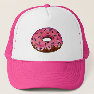Pink Frosted Donut Doughnut Sprinkles Bakery Food Trucker Hat