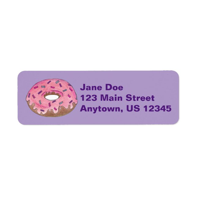 Pink Frosted Donut Doughnut Sprinkles Breakfast Label (Front)