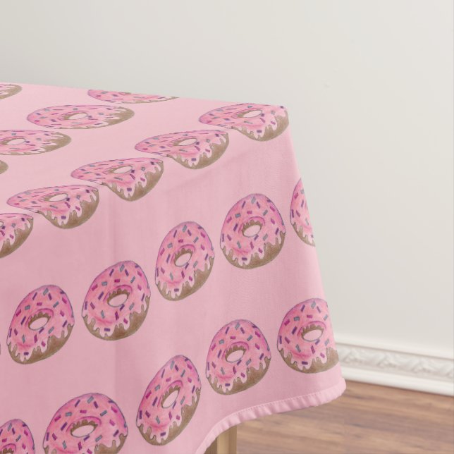 Pink Frosted Donut Doughnut Sprinkles Breakfast Tablecloth (In Situ)