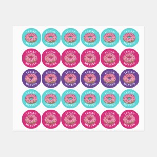 Pink Frosted Donut Doughnut Sprinkles Junk Food Kids' Labels