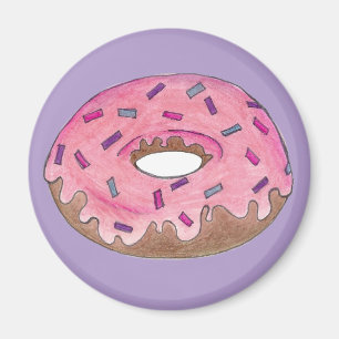Pink Frosted Donut Doughnut Sprinkles Junk Food Magnet