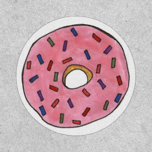 Pink Frosted Donut Doughnut Sprinkles Junk Food Patch