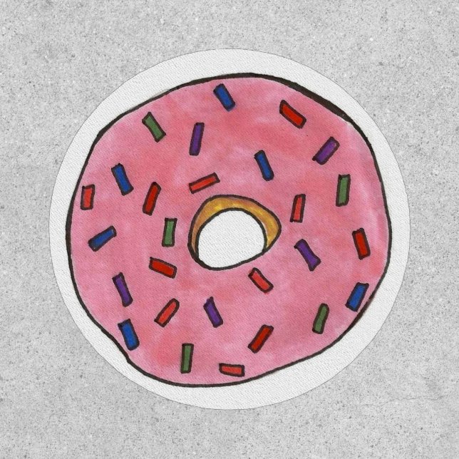 Pink Frosted Donut Doughnut Sprinkles Junk Food Patch (Front)
