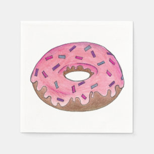 Pink Frosted Donut Doughnut w/ Sprinkles Napkin