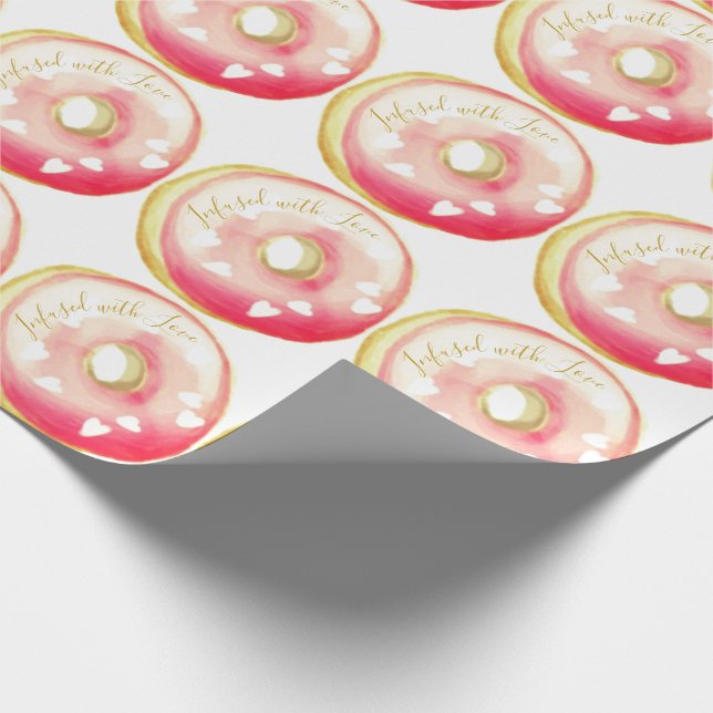 Pink Frosted Donut  "Infused with Love"  Template Wrapping Paper (Corner)