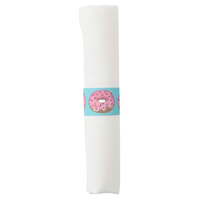 Pink Frosted Donut Sprinkles Doughnut Junk Food Napkin Bands (Front)