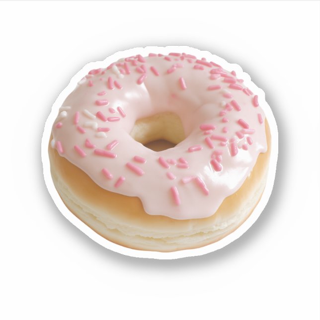 Pink Frosted Donut with Sprinkles Sticker (Front)