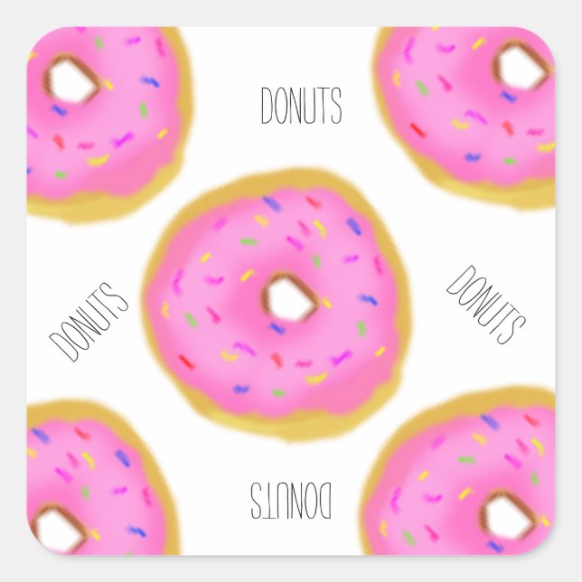 Pink Frosted Donuts Donuts Donuts Square Sticker (Front)