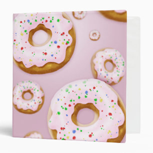 Pink Frosted Donuts with Sprinkles Pattern 3 Ring Binder