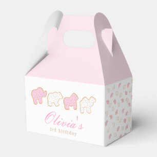 Pink Frosted sprinkle Animal Cookie birthday guest Favor Boxes