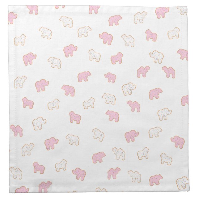 Pink Frosted sprinkle Animal Cookie party Cloth Napkin (Front)