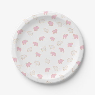 Pink Frosted sprinkle Animal Cookie party Paper Plates