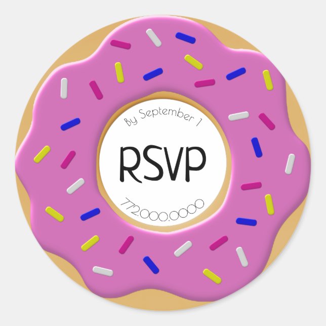 Pink Frosted Sprinkles RSVP Donut Envelope Seal (Front)