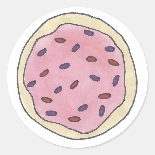 Pink Frosted Sugar Cookie Sprinkles Bakery Baking Classic Round Sticker (Front)