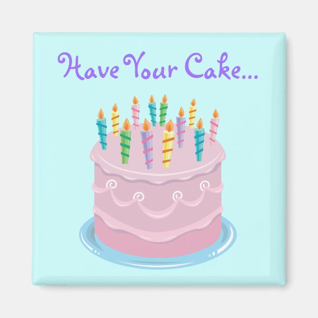 Pink Frosting Bakery-style Birthday Cake Magnet (Front)