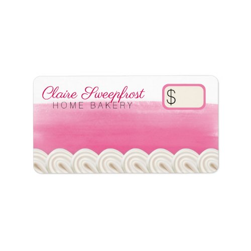 Pink frosting baking bakery price tag sticker