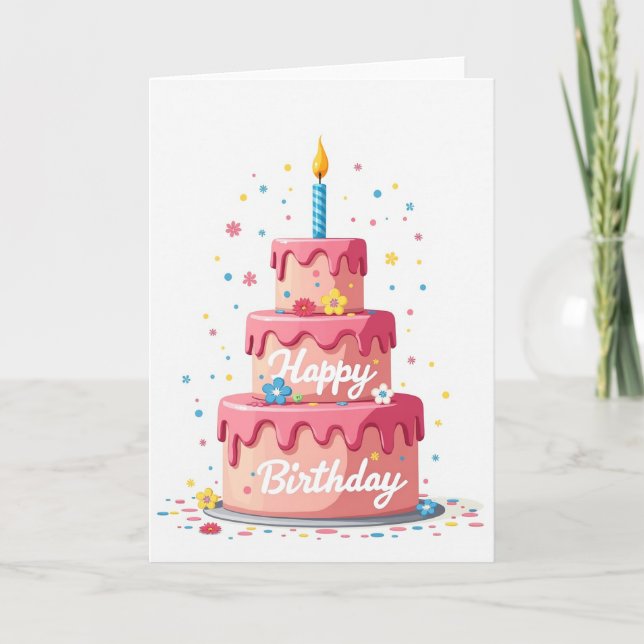 Pink Frosting Birthday Treat Card (Front)
