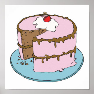 pink frosting chocolate cake poster