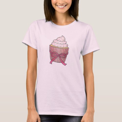 Pink Frosting Cupcake Dessert Foodie Bake Sale T_Shirt