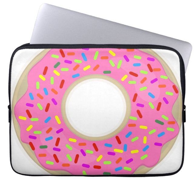 Pink Frosting Cute Donut Laptop Sleeve (Front)