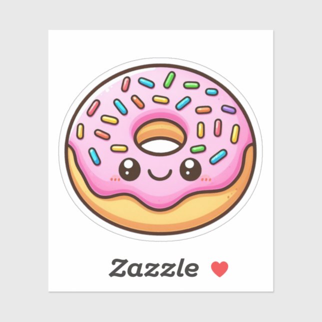 Pink Frosting Donut Custom-Cut Vinyl Stickers (Sheet)