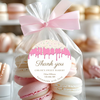 Pink Frosting Drip Baking Thank you Classic Round Sticker