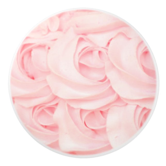 Pink frosting rose ceramic knob (Front)