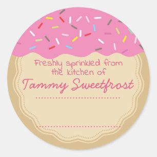 pink frosting sprinkles from the kitchen of bakery classic round sticker