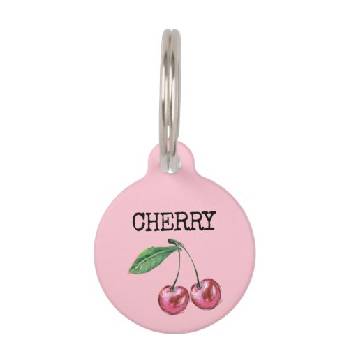 Pink Fruit Cherry Pet ID Tag