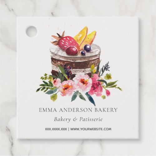 PINK FRUIT FLORAL CAKE PATISSERIE CUPCAKE BAKERY FAVOR TAGS
