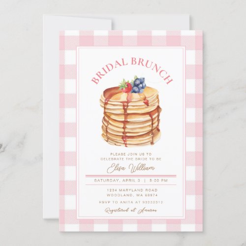 Pink Fruit Pancake Bridal Shower Brunch  Invitation