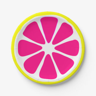 Pink fruit slice texture paper plates