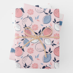 Pink Fruits Pattern Wrapping Paper Sheets