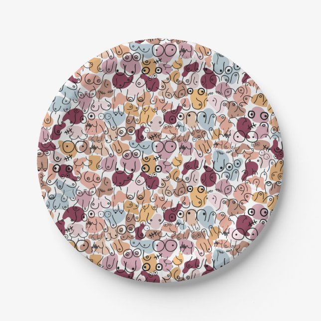 pink fu woman feminist paper plates (Front)