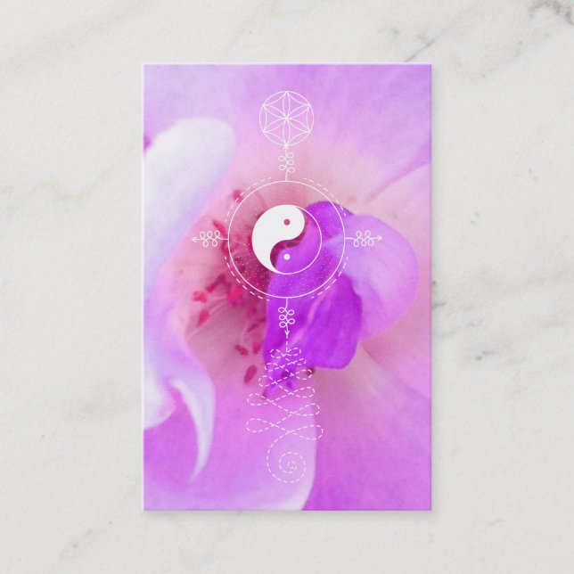 *~*  Pink Fuchia Lavender Violet Rose Floral Business Card (Front)