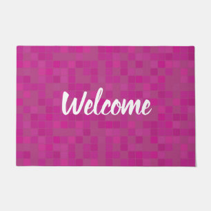 Pink fuchia mosaic tiles welcome door mat