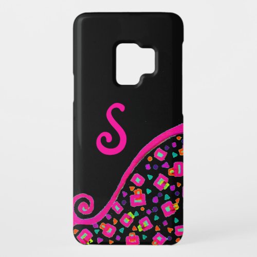 PINK FUCHSIA BLACK ABSTRACT DECO MONOGRAM Case_Mate SAMSUNG GALAXY S9 CASE