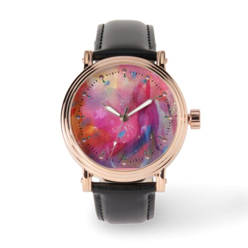 PINK FUCHSIA BLUE ABSTRACT WATCH