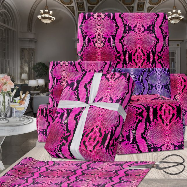 Pink Fuchsia Boa Constrictor Snakeskin  Wrapping Paper (Creator Uploaded)