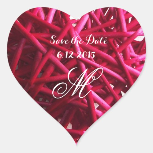 PINK FUCHSIA BRAIDED HEART WEDDING SAVE THE DATE HEART STICKER