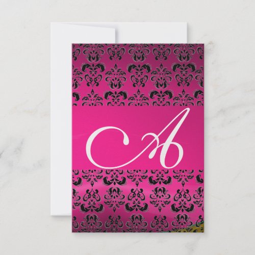 PINK FUCHSIA DAMASK GEM MONOGRAM purple rsvp ice Invitation