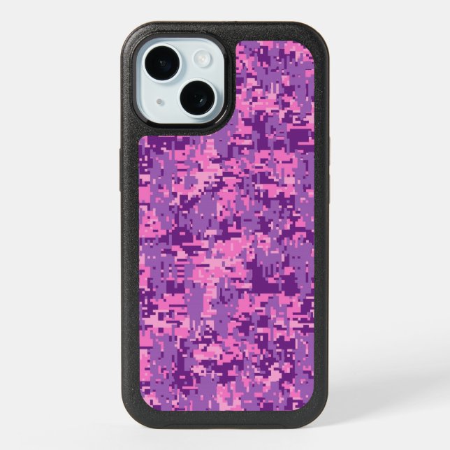 Pink Fuchsia Digital Camouflage Decor on a iPhone 15 Case (Back)