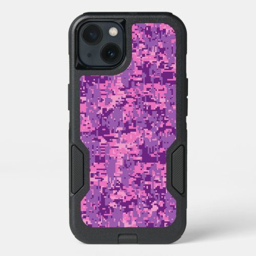 Pink Fuchsia Digital Camouflage Decor on a iPhone 13 Case