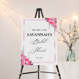 Pink Fuchsia Floral Bridal Shower Welcome Board