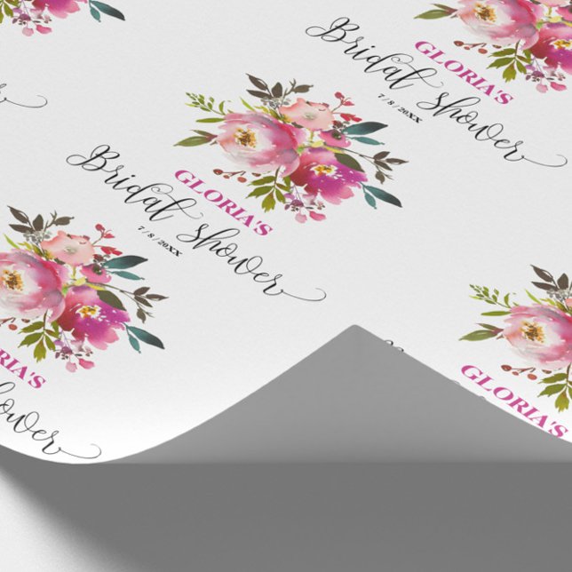 Pink Fuchsia Floral  Bridal Shower  Wrapping Paper (Creator Uploaded)
