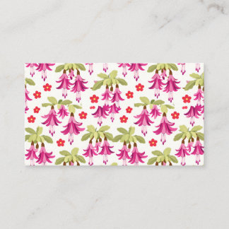 Pink Fuchsia Floral Pattern – Retro Botanical Business Card