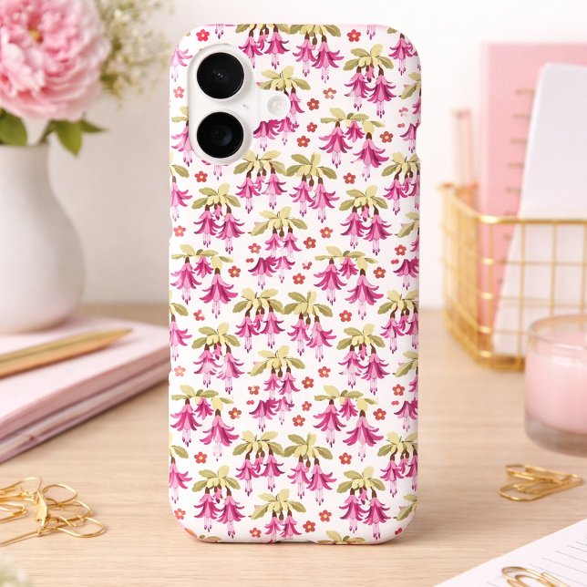 Pink Fuchsia Floral Pattern – Retro Botanical Case-Mate iPhone Case (Creator Uploaded)